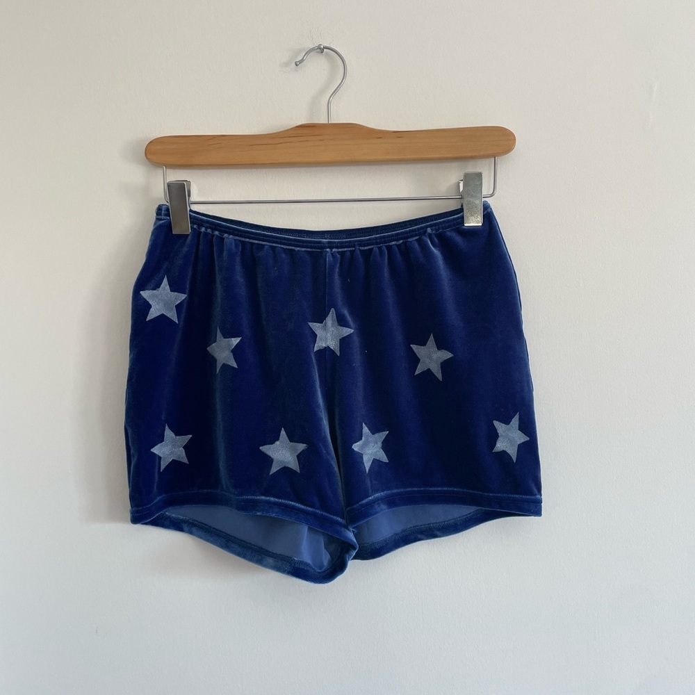 Body Wrappers Navy Velvet Shorts with Silver Stars